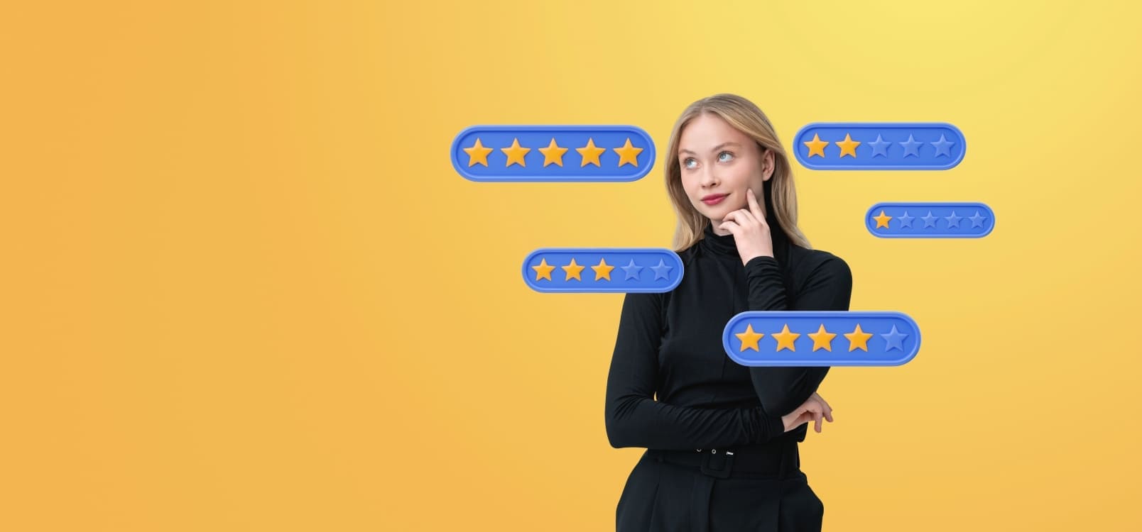 Kunde ser på sine anmeldelser af sin virksomhed